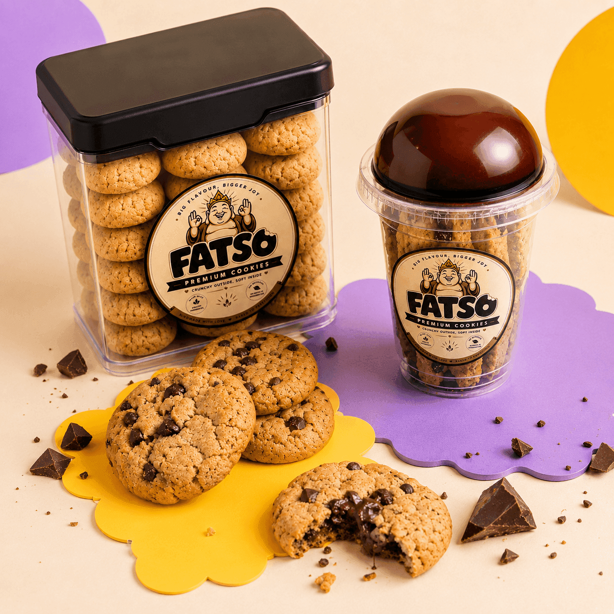 Kids sharing Fatso cookies and lollipops
