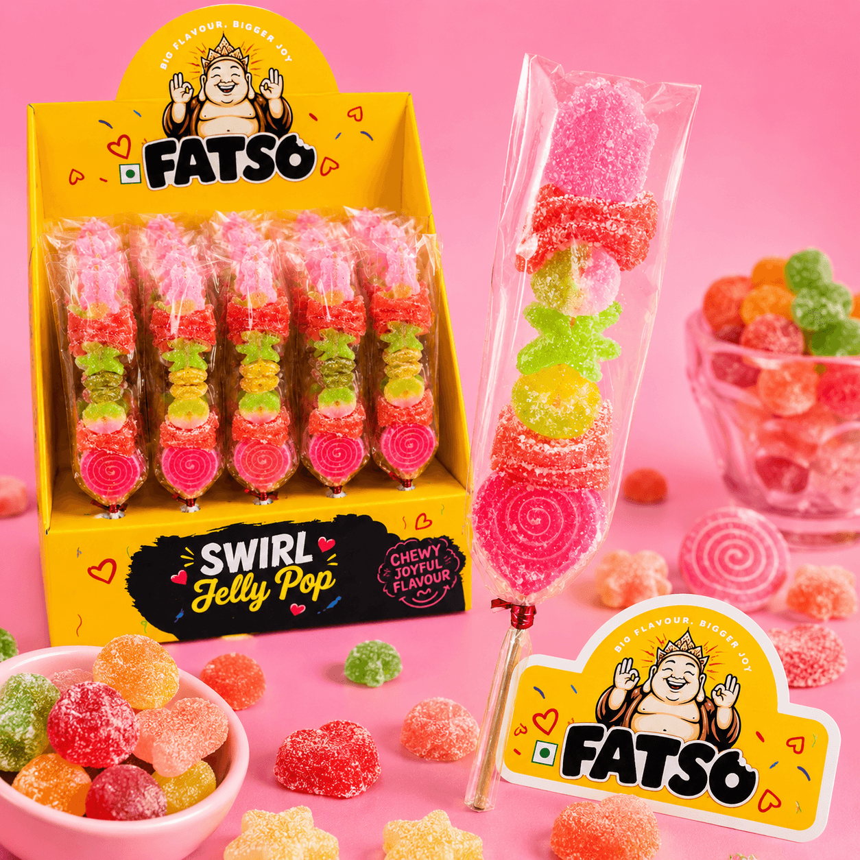 Berry Bounce Jellies — Colourful berry Fatso jellies arranged in a glossy close-up